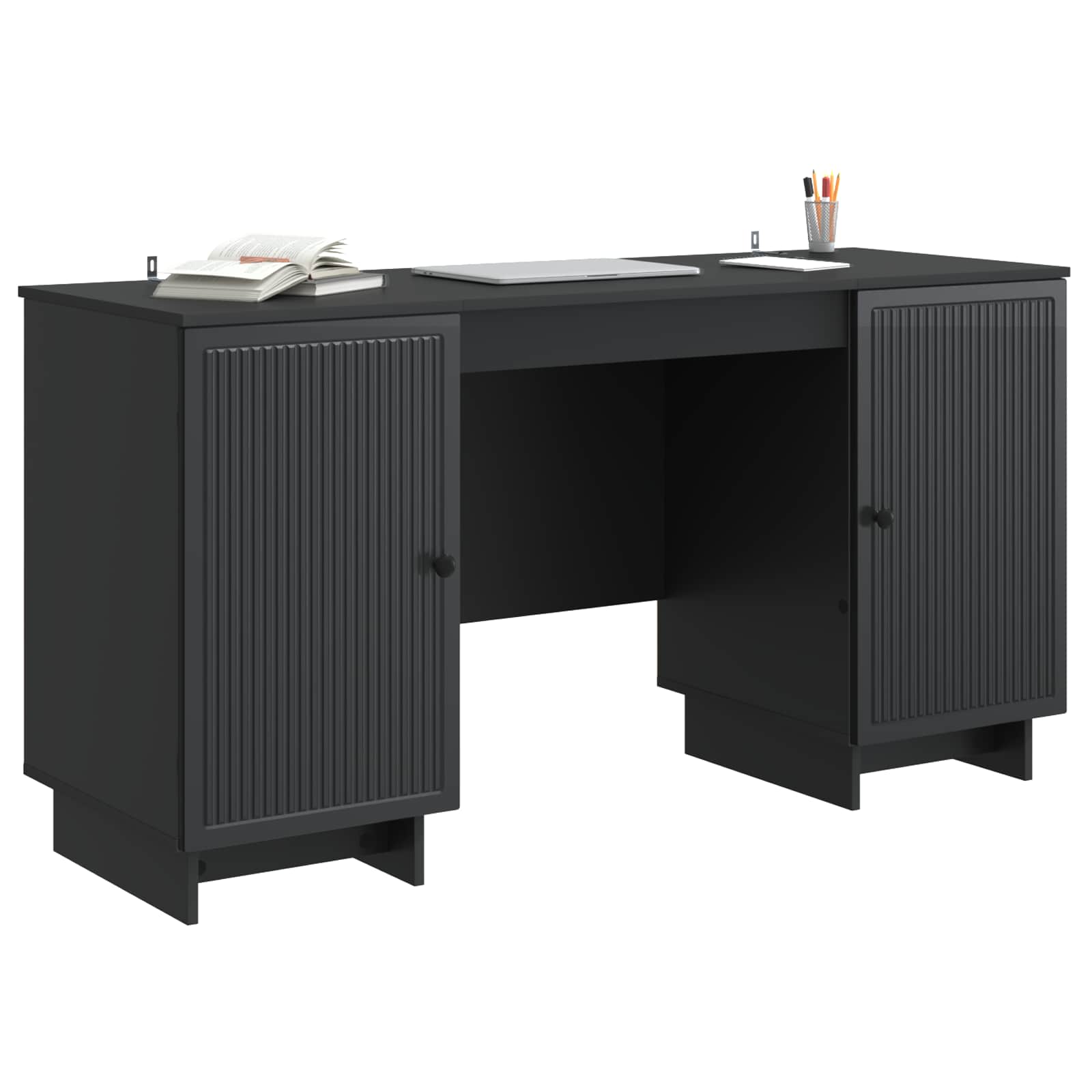 Bureau Zwart Bewerkt hout 142,5 x 50 x 75 cm