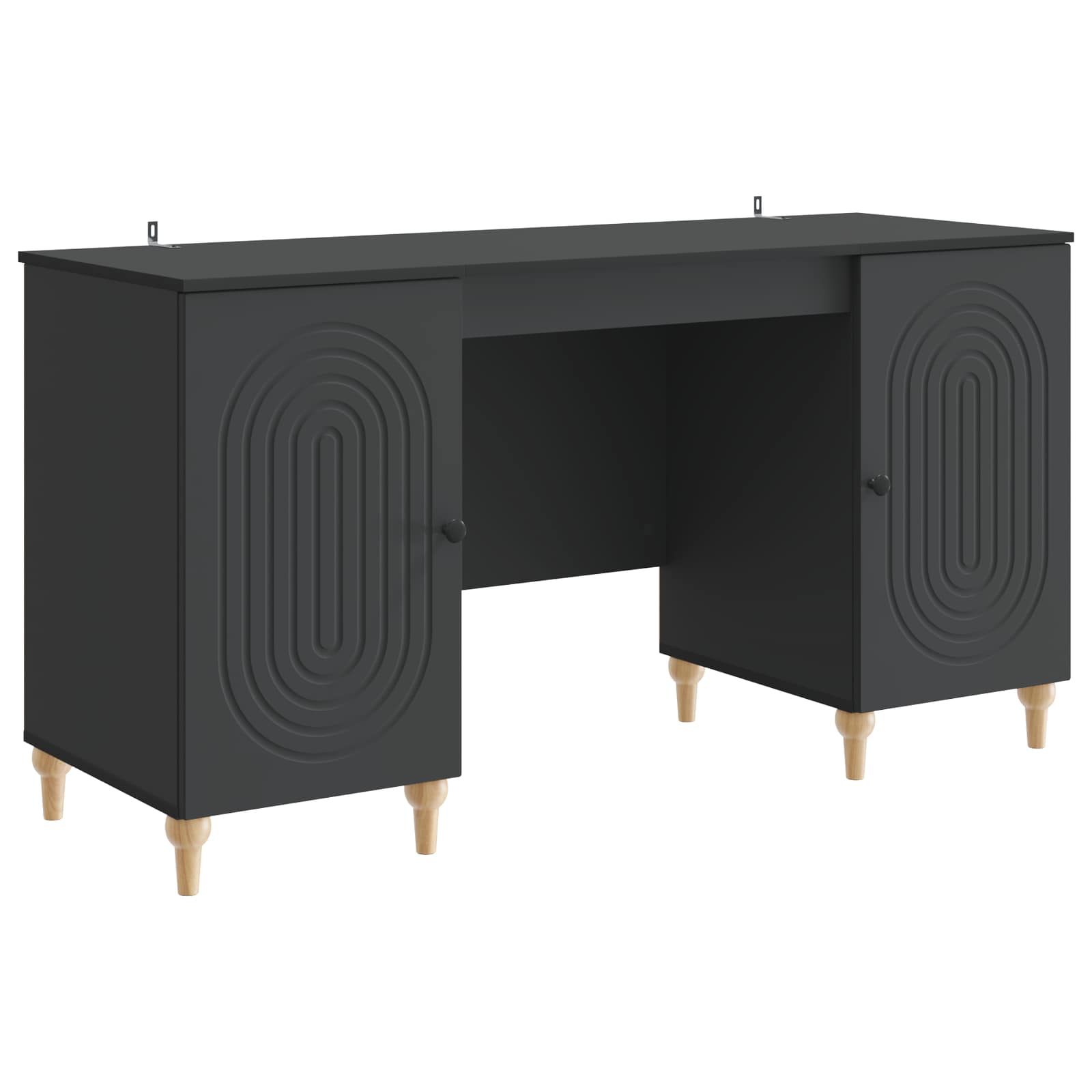 Bureau met plank Zwart 142,5 x 50 x 75 cm Bewerkt hout