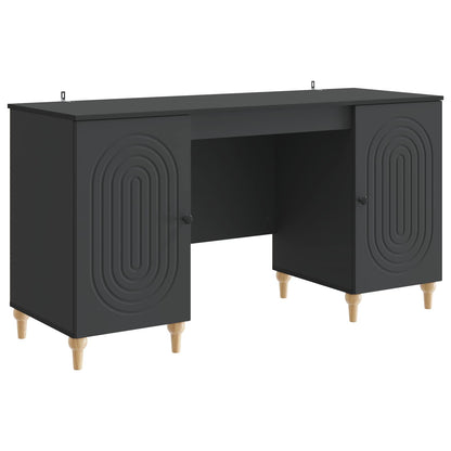Bureau met plank Zwart 142,5 x 50 x 75 cm Bewerkt hout
