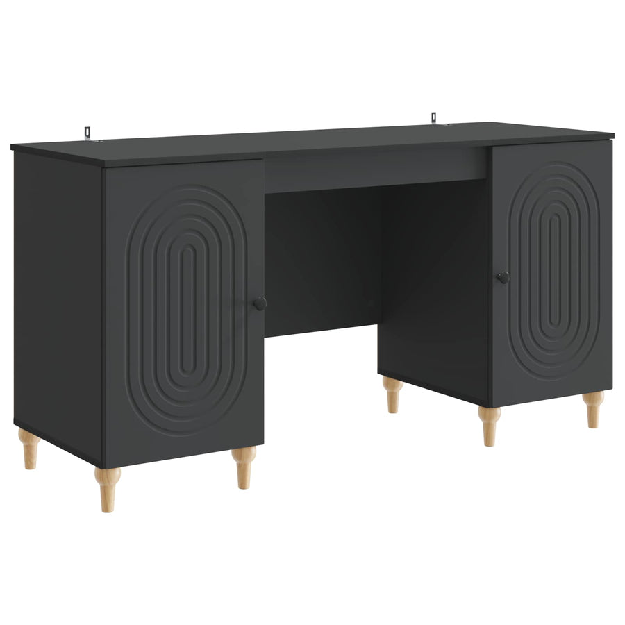 Bureau met plank Zwart 142,5 x 50 x 75 cm Bewerkt hout
