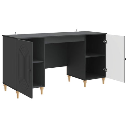 Bureau met plank Zwart 142,5 x 50 x 75 cm Bewerkt hout
