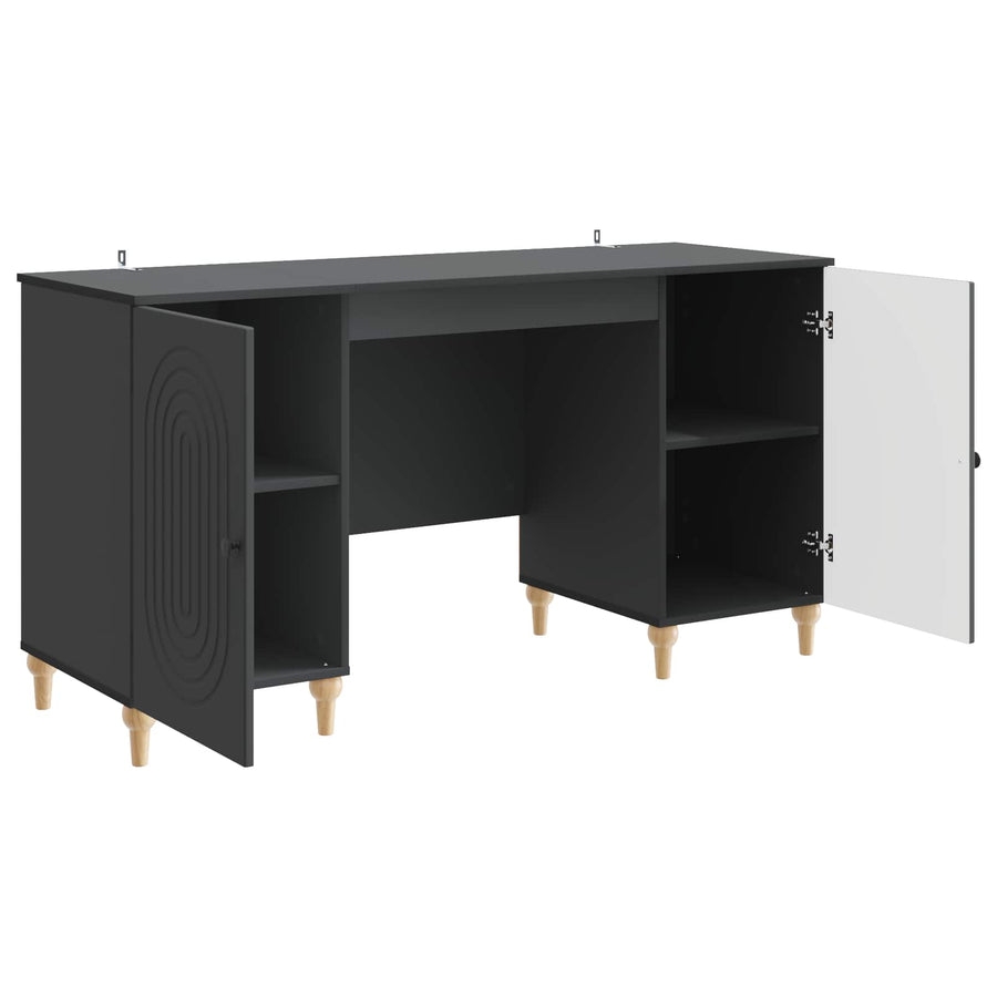 Bureau met plank Zwart 142,5 x 50 x 75 cm Bewerkt hout
