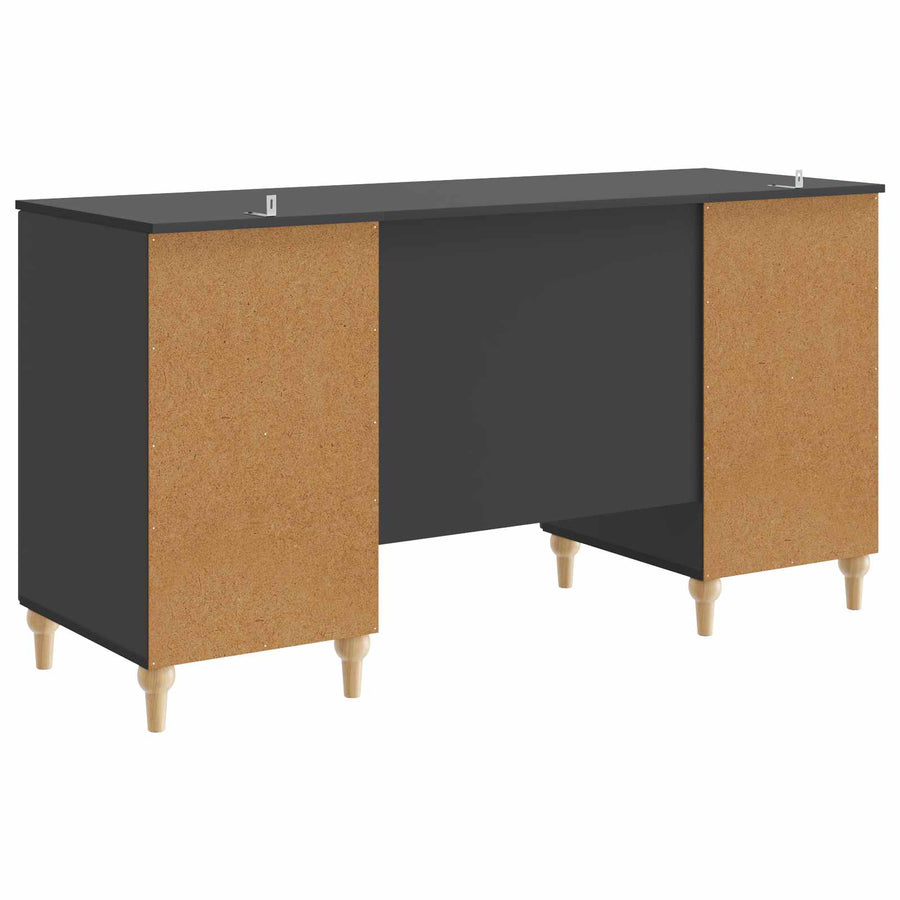 Bureau met plank Zwart 142,5 x 50 x 75 cm Bewerkt hout