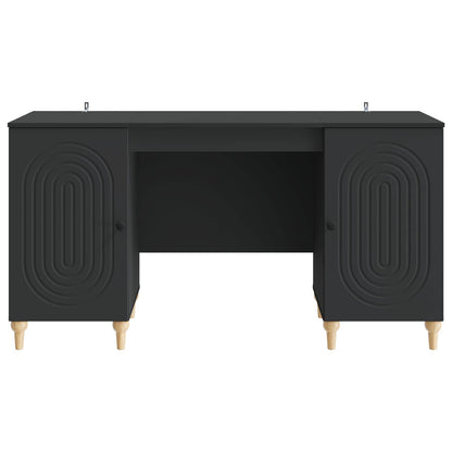 Bureau met plank Zwart 142,5 x 50 x 75 cm Bewerkt hout