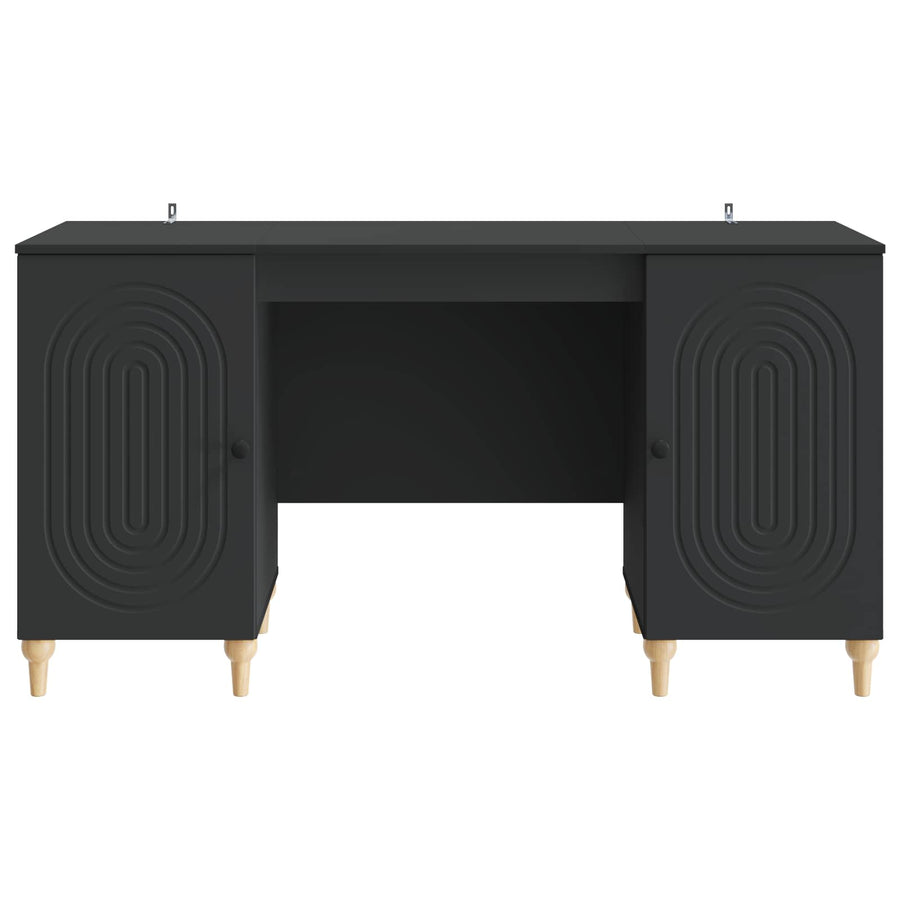 Bureau met plank Zwart 142,5 x 50 x 75 cm Bewerkt hout