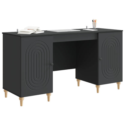 Bureau met plank Zwart 142,5 x 50 x 75 cm Bewerkt hout