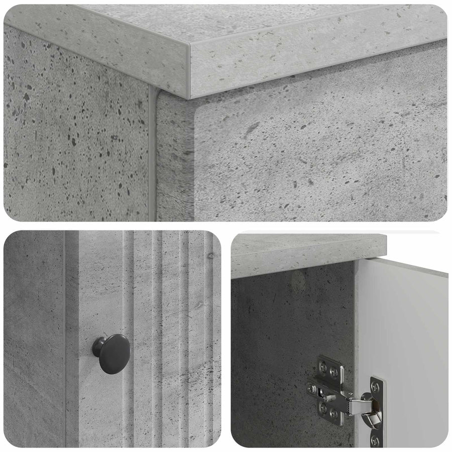 Bureau met plank Betongrijs 142,5 x 50 x 75 cm Bewerkt hout