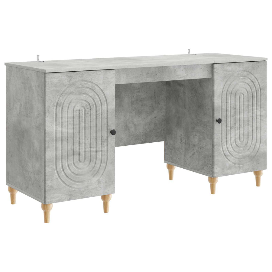 Bureau met plank Betongrijs 142,5 x 50 x 75 cm Bewerkt hout