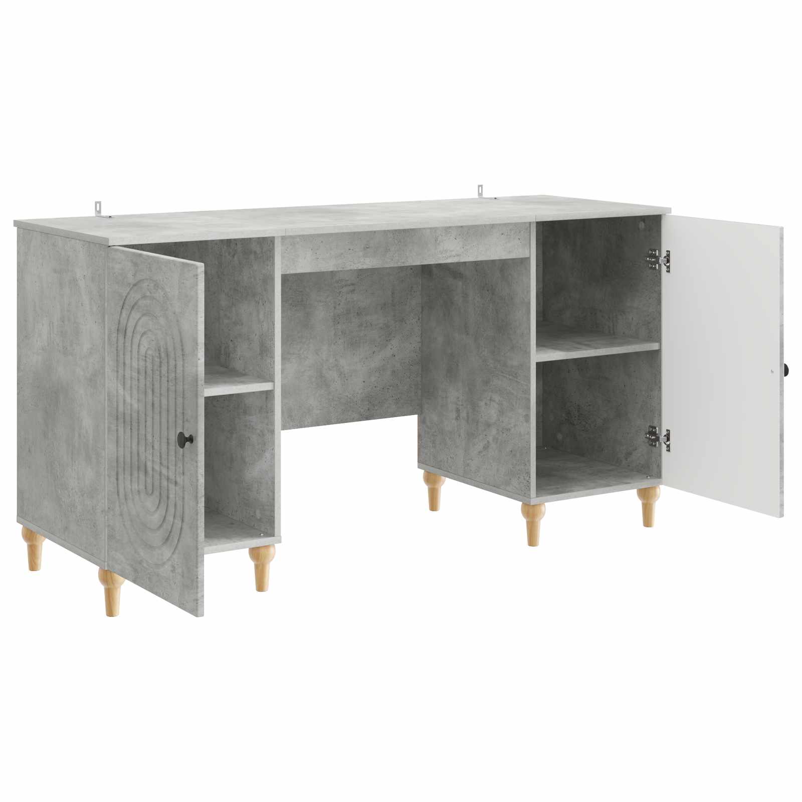 Bureau met plank Betongrijs 142,5 x 50 x 75 cm Bewerkt hout