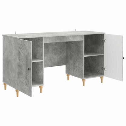 Bureau met plank Betongrijs 142,5 x 50 x 75 cm Bewerkt hout
