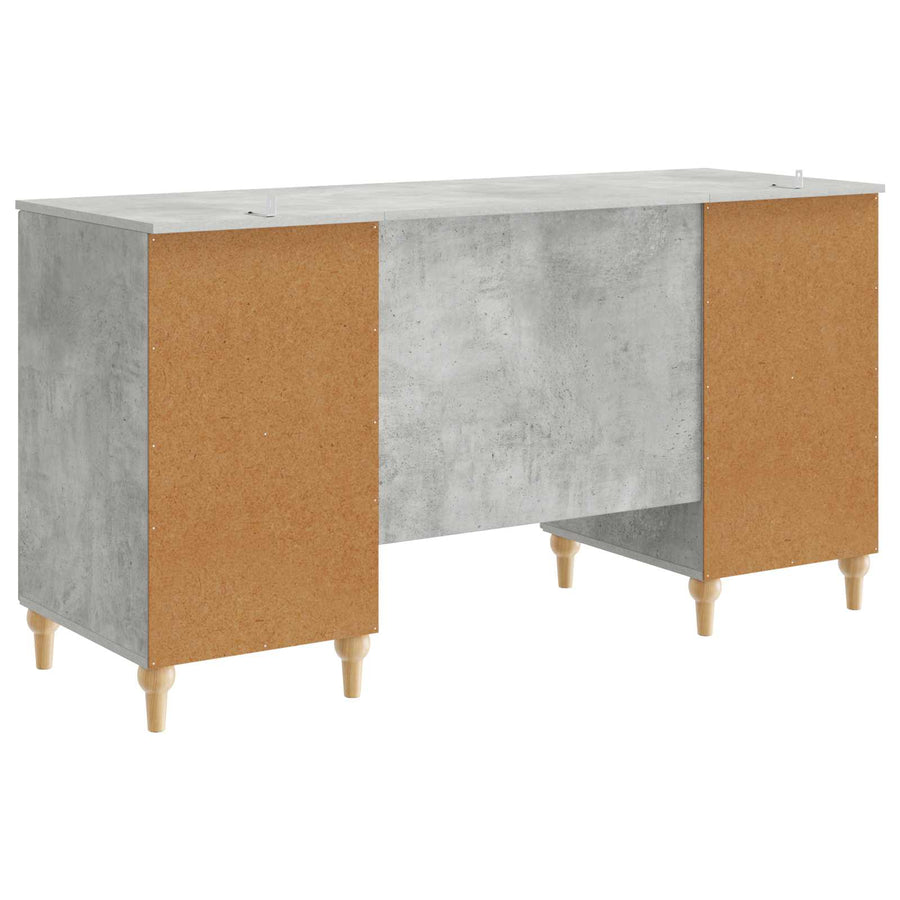 Bureau met plank Betongrijs 142,5 x 50 x 75 cm Bewerkt hout
