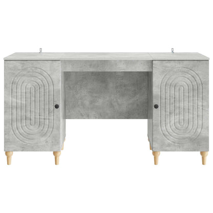 Bureau met plank Betongrijs 142,5 x 50 x 75 cm Bewerkt hout