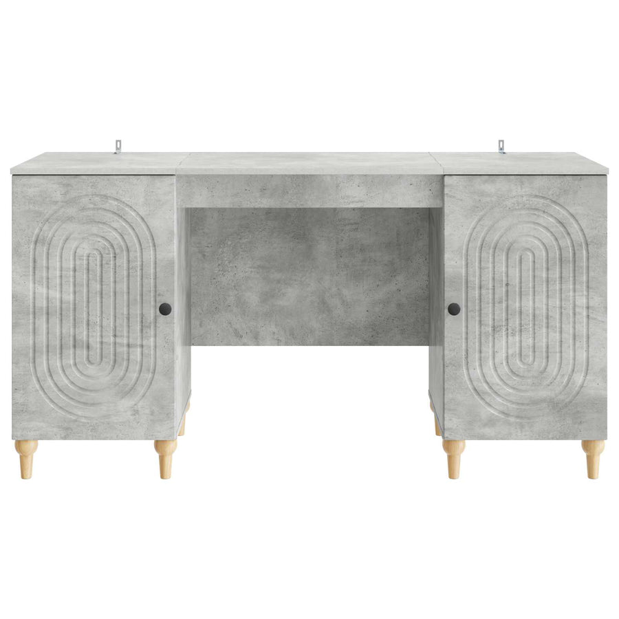 Bureau met plank Betongrijs 142,5 x 50 x 75 cm Bewerkt hout