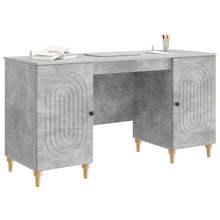 Bureau met plank Betongrijs 142,5 x 50 x 75 cm Bewerkt hout