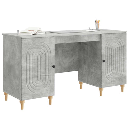 Bureau met plank Betongrijs 142,5 x 50 x 75 cm Bewerkt hout
