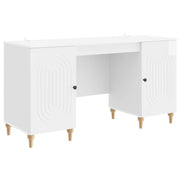 Desk with Shelf High Gloss White 142.5 x 50 x 75 cm Engineered Wood