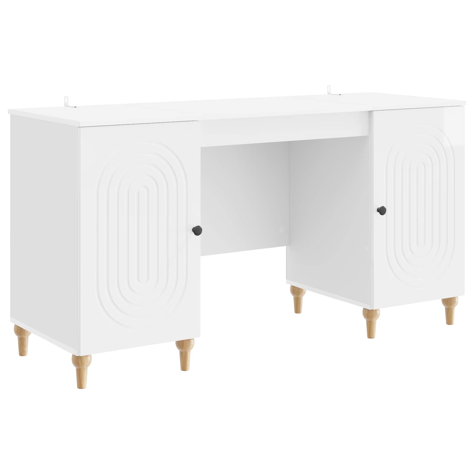 Bureau met plank Glanzend Wit 142,5 x 50 x 75 cm Bewerkt hout