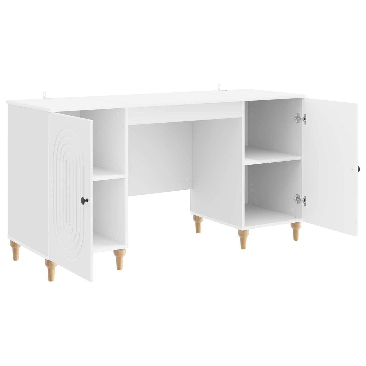Bureau met plank Glanzend Wit 142,5 x 50 x 75 cm Bewerkt hout