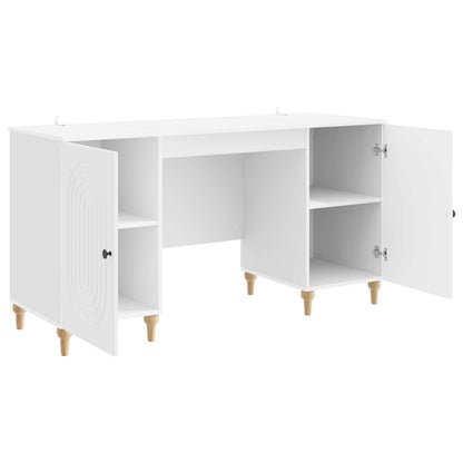 Bureau met plank Glanzend Wit 142,5 x 50 x 75 cm Bewerkt hout