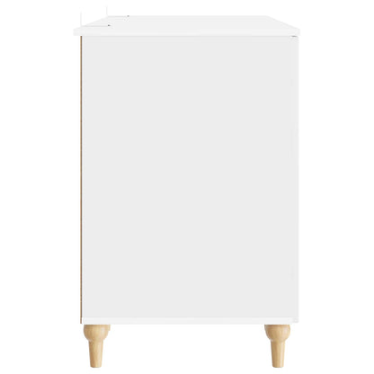 Bureau met plank Glanzend Wit 142,5 x 50 x 75 cm Bewerkt hout