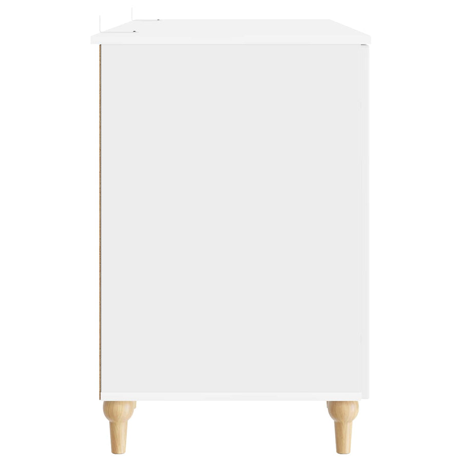 Bureau met plank Glanzend Wit 142,5 x 50 x 75 cm Bewerkt hout