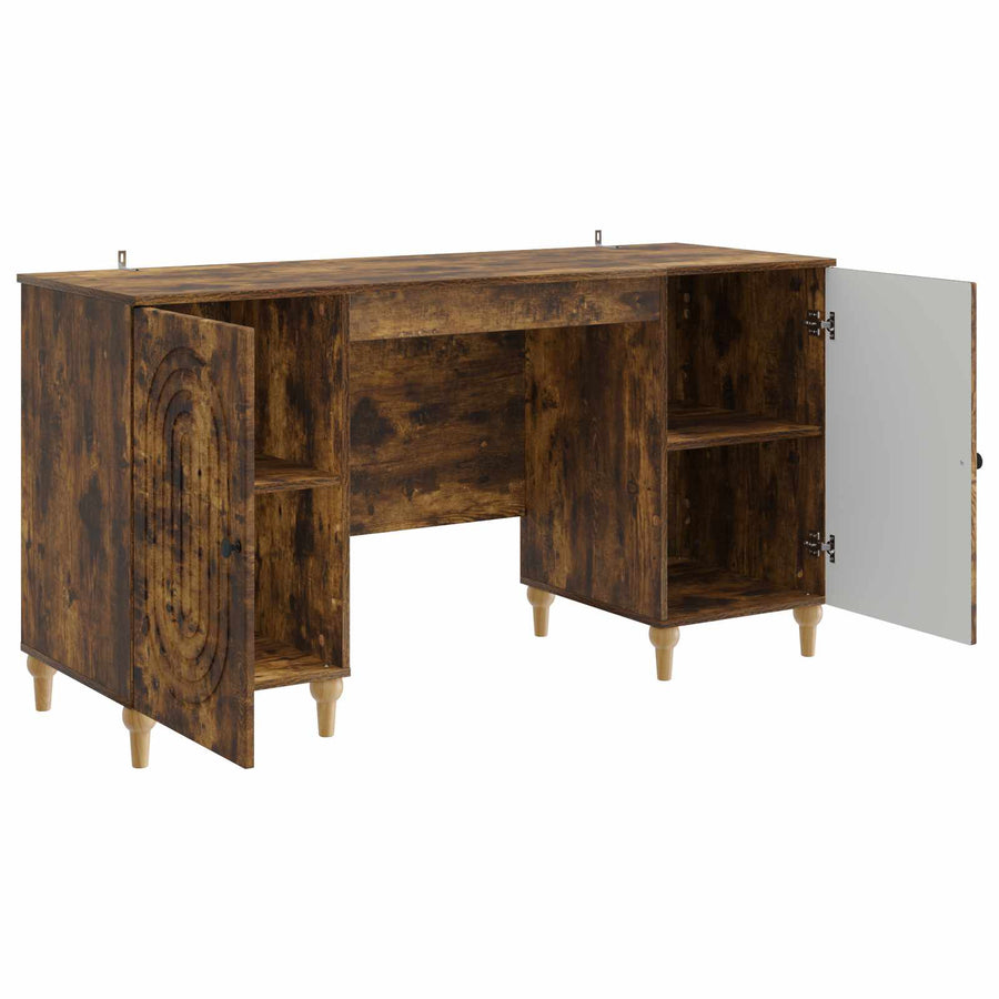 Bureau met plank Gerookt eiken 142,5 x 50 x 75 cm Bewerkt hout