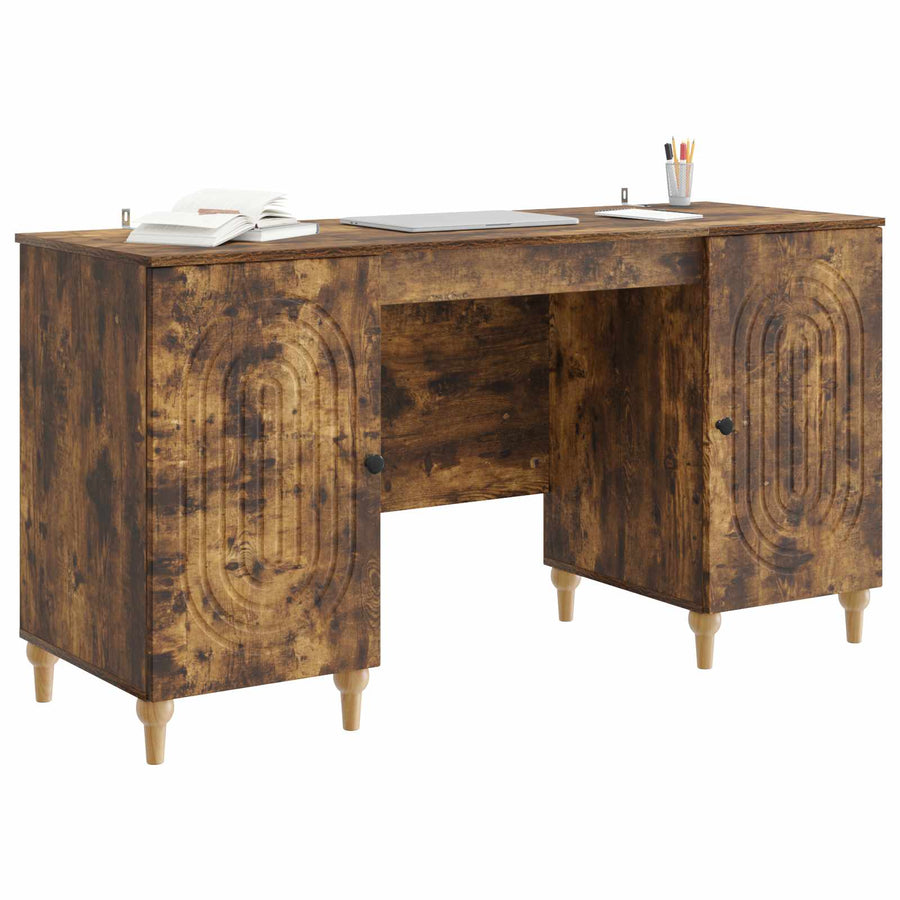 Bureau met plank Gerookt eiken 142,5 x 50 x 75 cm Bewerkt hout
