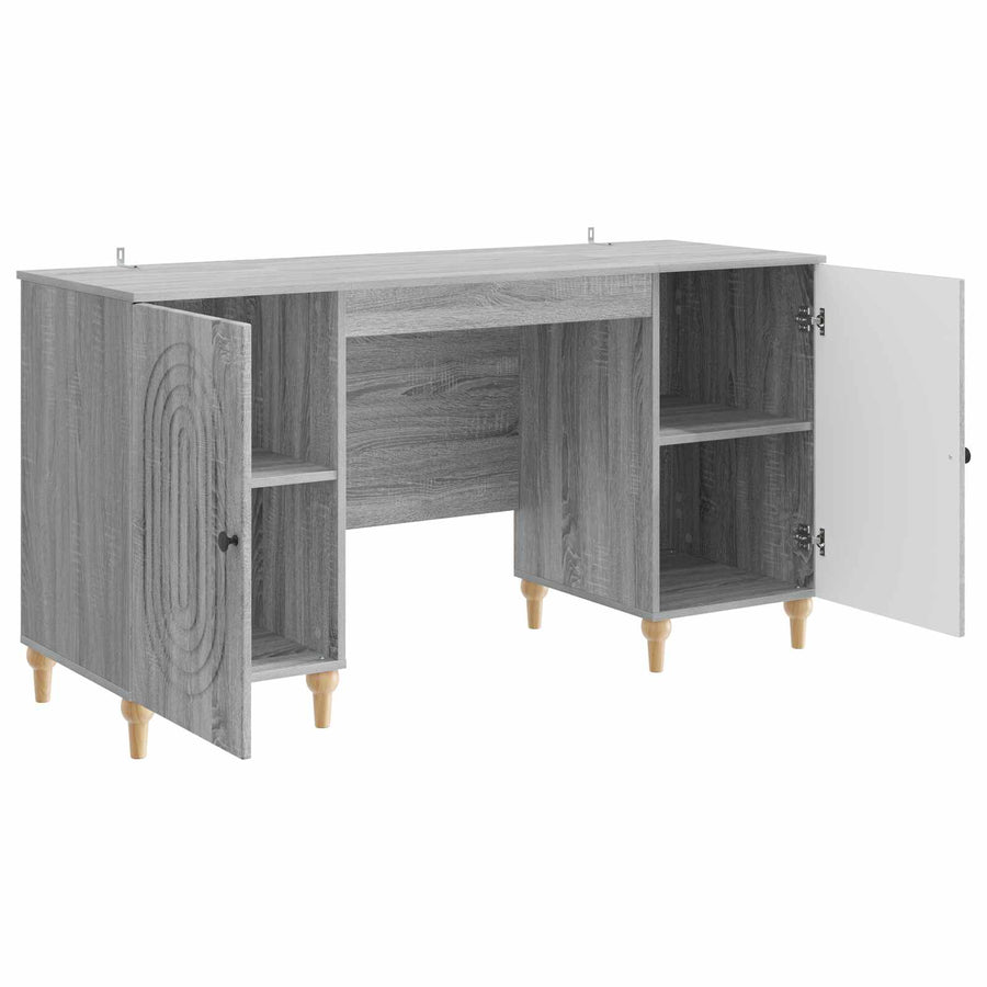 Bureau met plank Grijs sonoma 142,5 x 50 x 75 cm Bewerkt hout