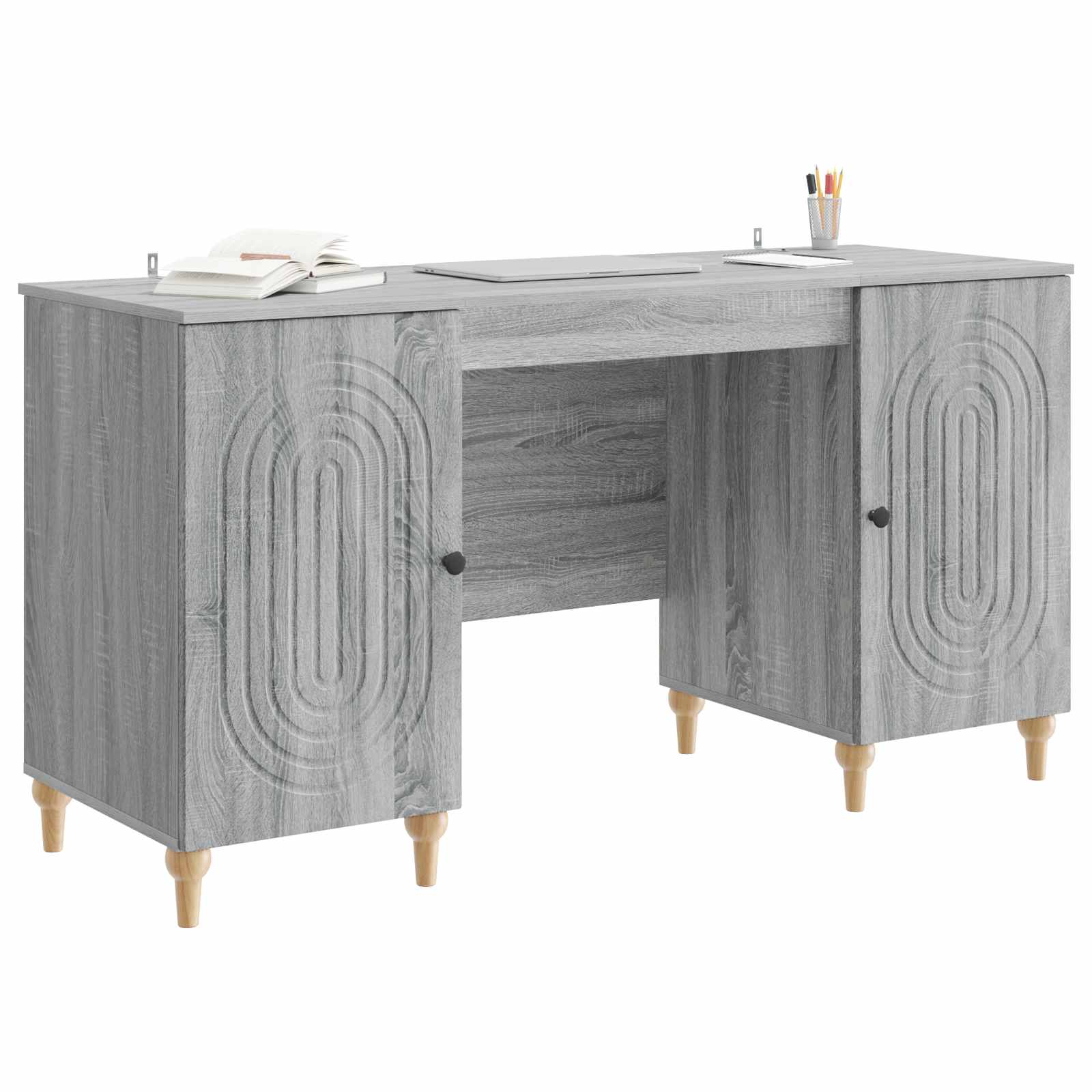Bureau met plank Grijs sonoma 142,5 x 50 x 75 cm Bewerkt hout