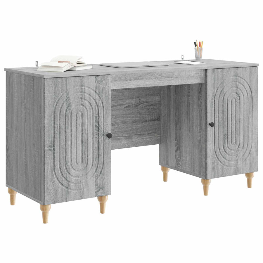 Bureau met plank Grijs sonoma 142,5 x 50 x 75 cm Bewerkt hout