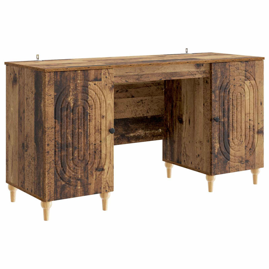 Bureau met plank Oud hout 142,5 x 50 x 75 cm Bewerkt hout
