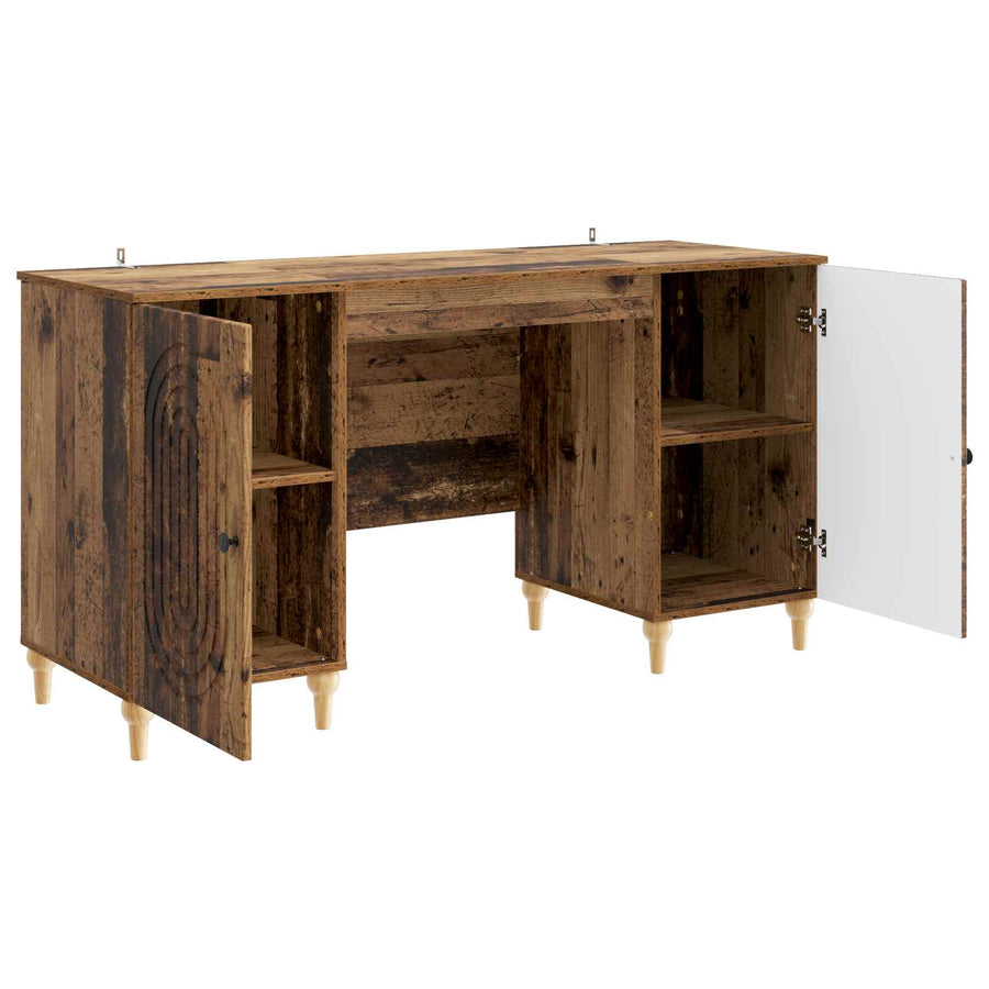 Bureau met plank Oud hout 142,5 x 50 x 75 cm Bewerkt hout