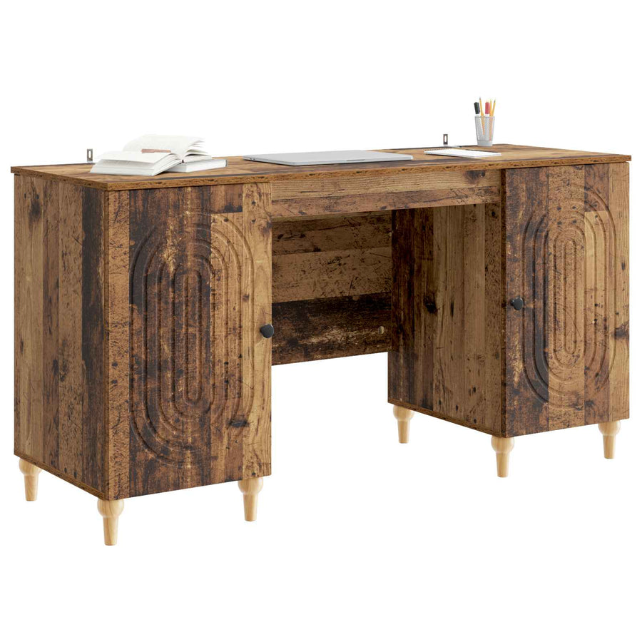 Bureau met plank Oud hout 142,5 x 50 x 75 cm Bewerkt hout