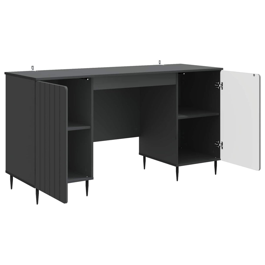 Bureau met plank Zwart 142,5 x 50 x 75 cm Bewerkt hout