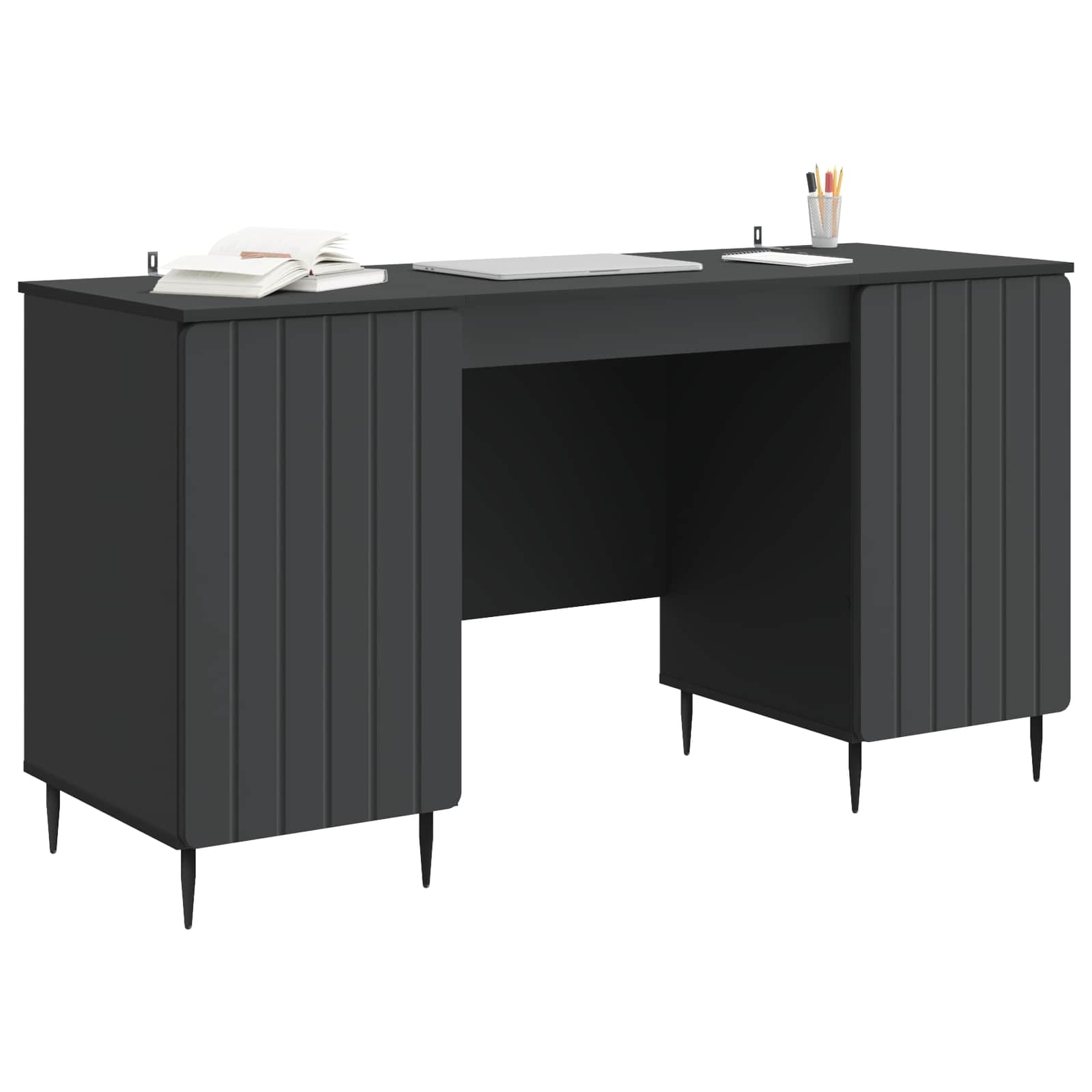 Bureau met plank Zwart 142,5 x 50 x 75 cm Bewerkt hout