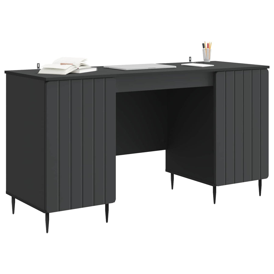 Bureau met plank Zwart 142,5 x 50 x 75 cm Bewerkt hout