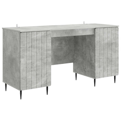 Bureau met plank Betongrijs 142,5 x 50 x 75 cm Bewerkt hout