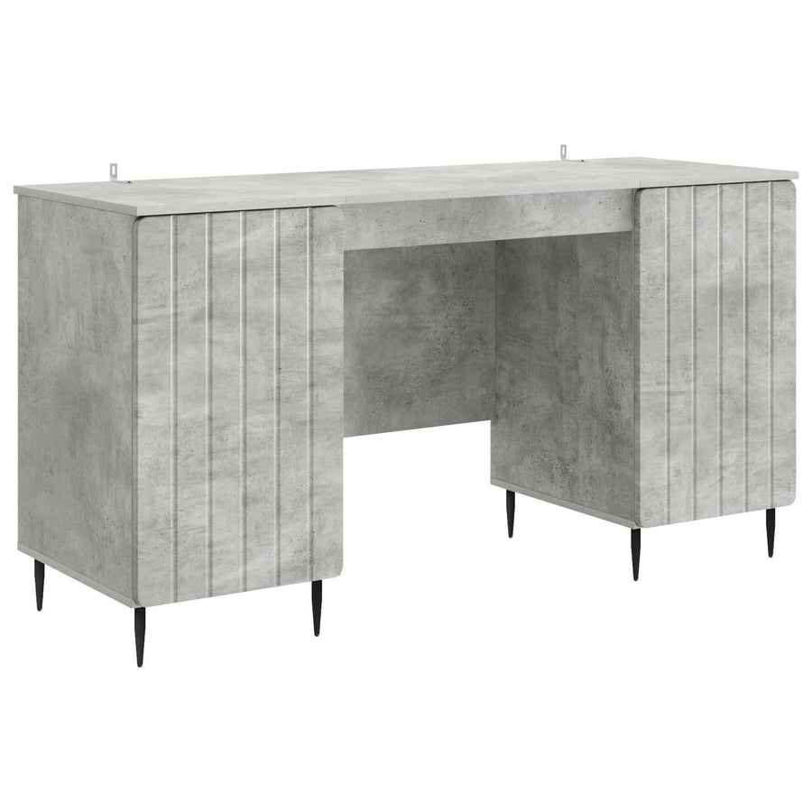 Bureau met plank Betongrijs 142,5 x 50 x 75 cm Bewerkt hout