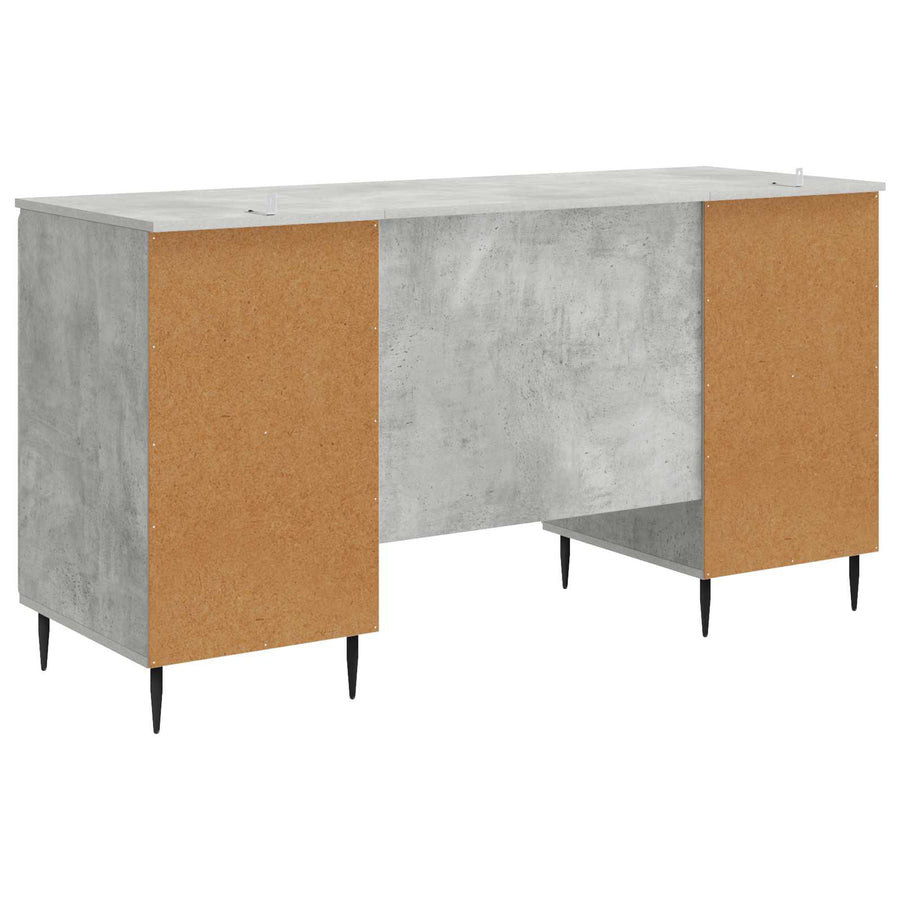 Bureau met plank Betongrijs 142,5 x 50 x 75 cm Bewerkt hout