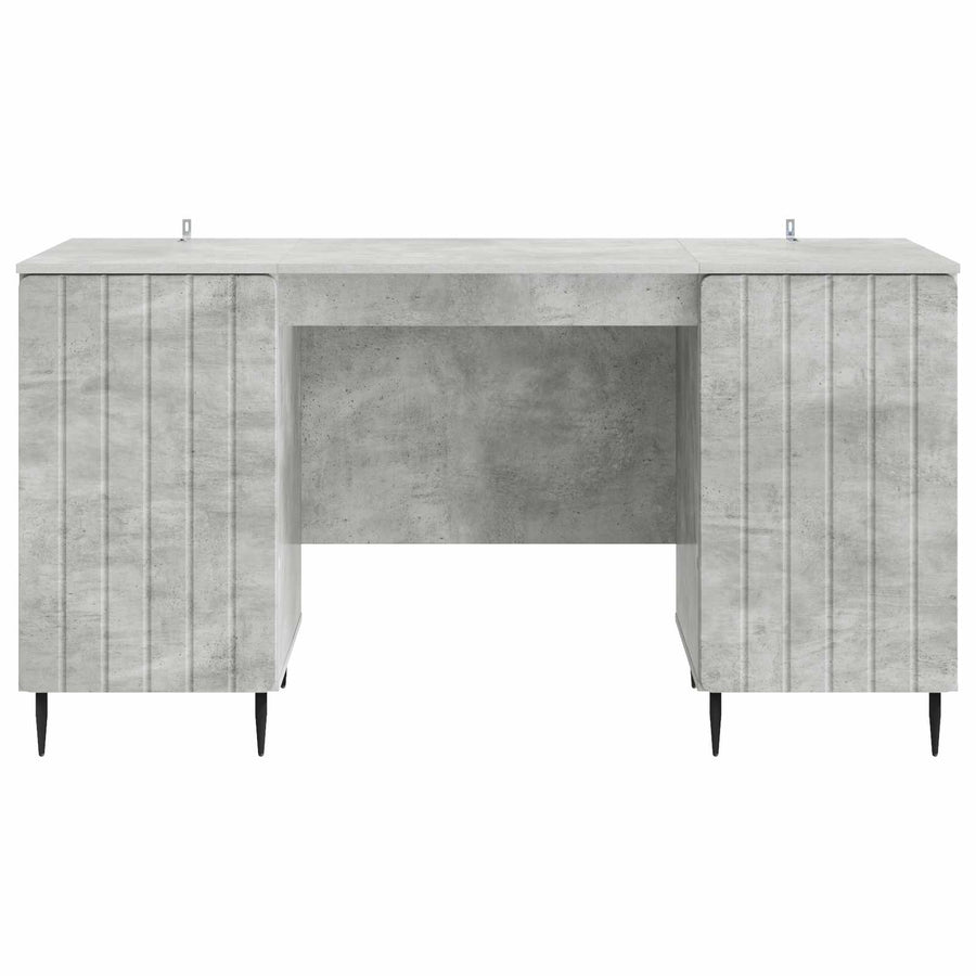 Bureau met plank Betongrijs 142,5 x 50 x 75 cm Bewerkt hout