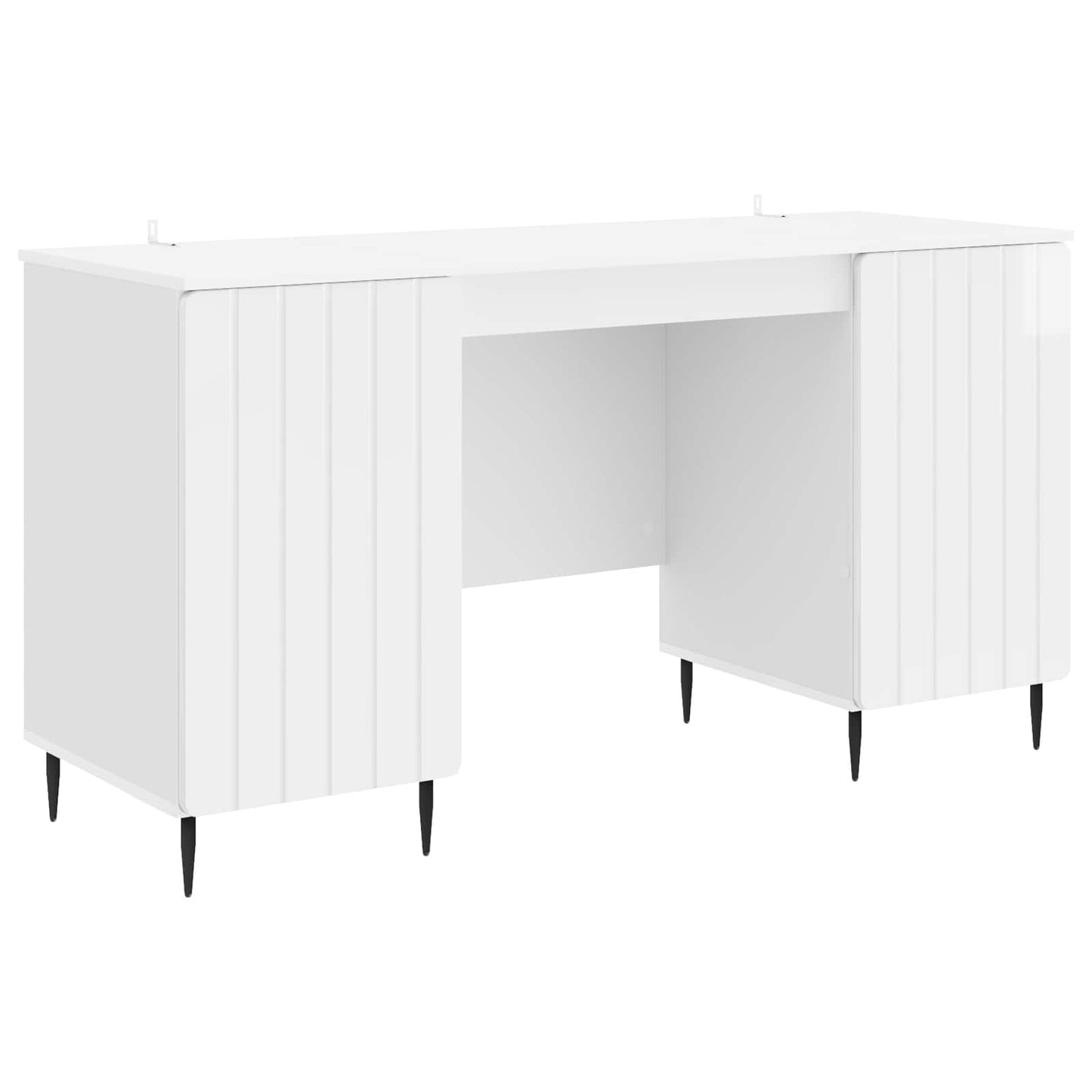 Bureau met plank Hoogglans Wit 142,5 x 50 x 75 cm Bewerkt hout