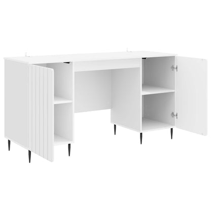 Bureau met plank Hoogglans Wit 142,5 x 50 x 75 cm Bewerkt hout