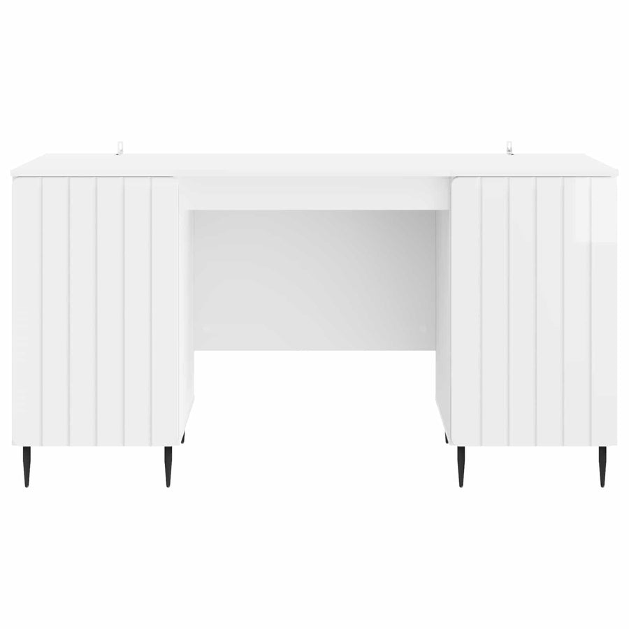 Bureau met plank Hoogglans Wit 142,5 x 50 x 75 cm Bewerkt hout