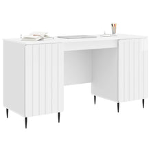 Bureau met plank Hoogglans Wit 142,5 x 50 x 75 cm Bewerkt hout