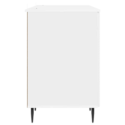 Bureau met plank Hoogglans Wit 142,5 x 50 x 75 cm Bewerkt hout