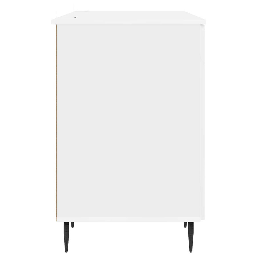 Bureau met plank Hoogglans Wit 142,5 x 50 x 75 cm Bewerkt hout