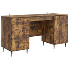 Desk with shelf Smoked oak 142.5 x 50 x 75 cm Engineered wood