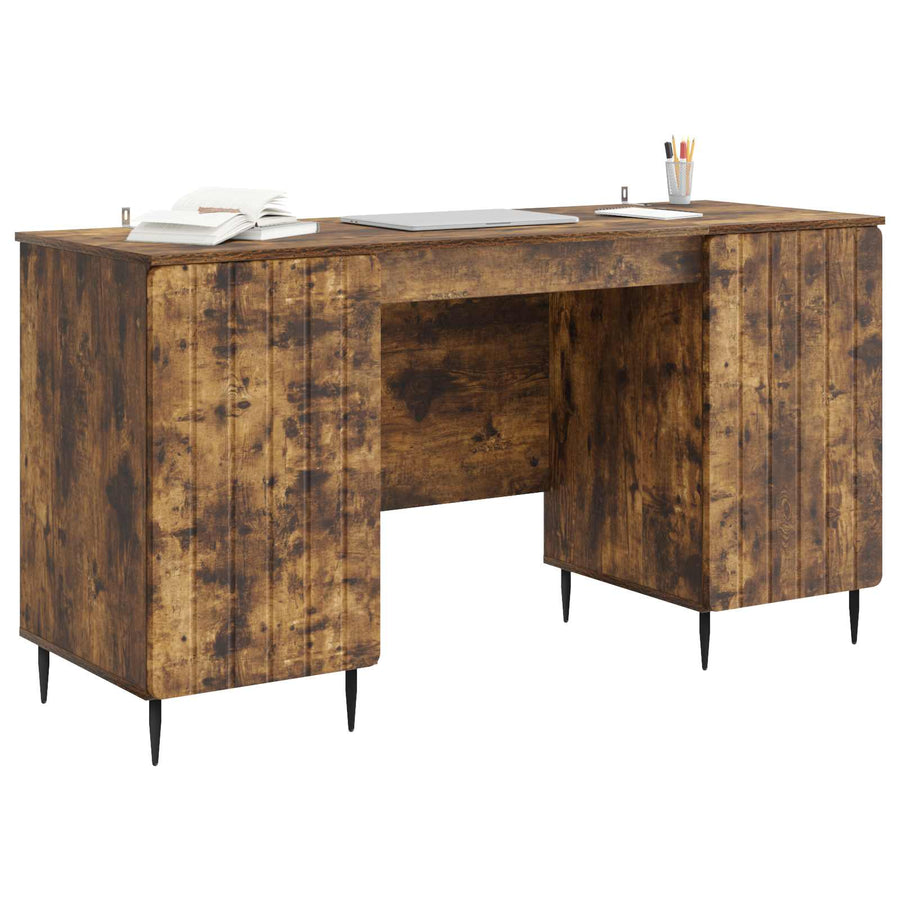 Bureau met plank Gerookt eiken 142,5 x 50 x 75 cm Bewerkt hout