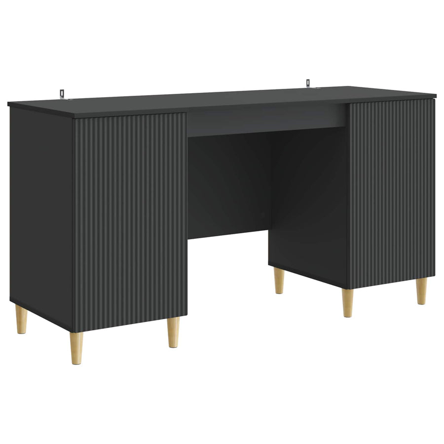 Bureau met plank Zwart 142,5 x 50 x 75 cm Bewerkt hout