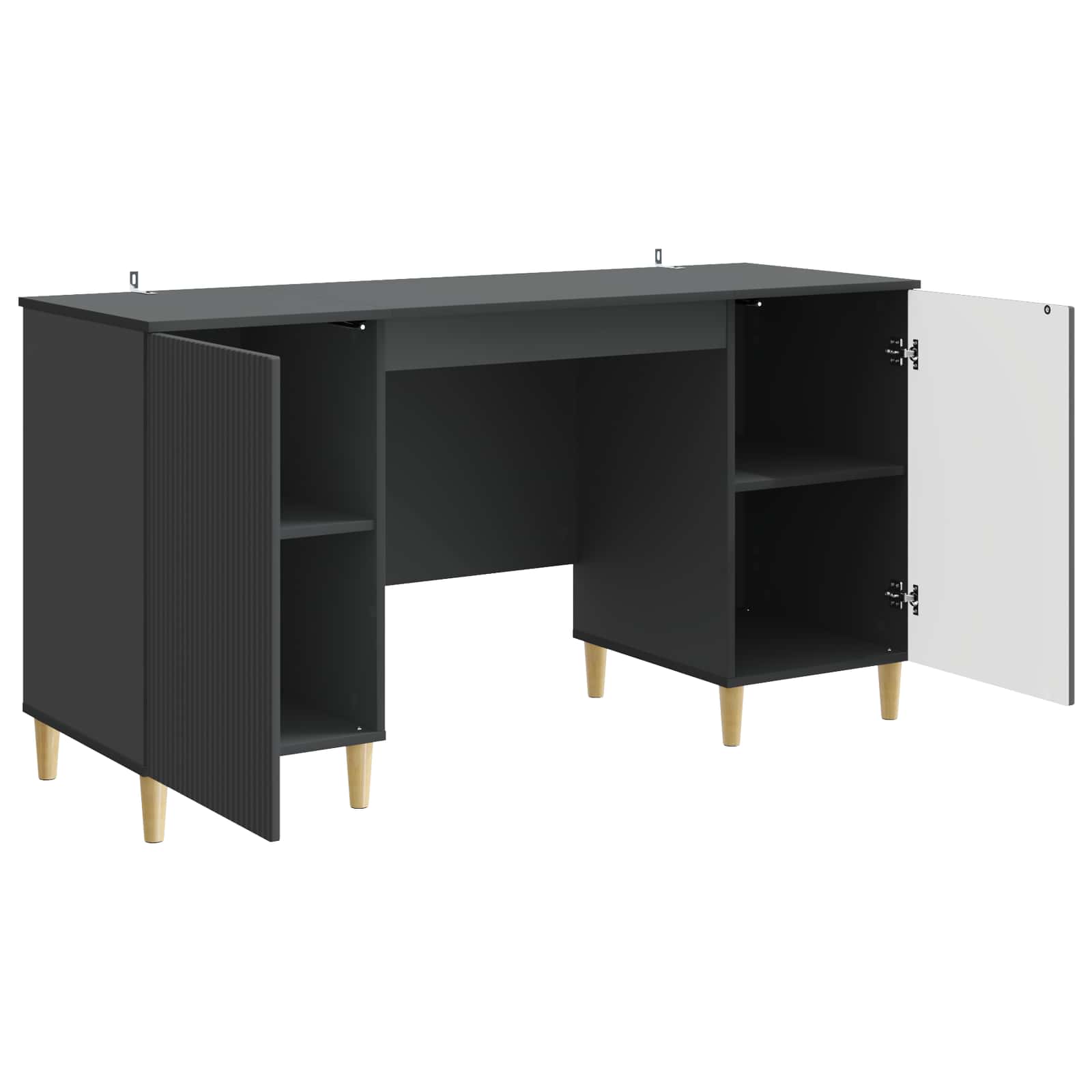 Bureau met plank Zwart 142,5 x 50 x 75 cm Bewerkt hout